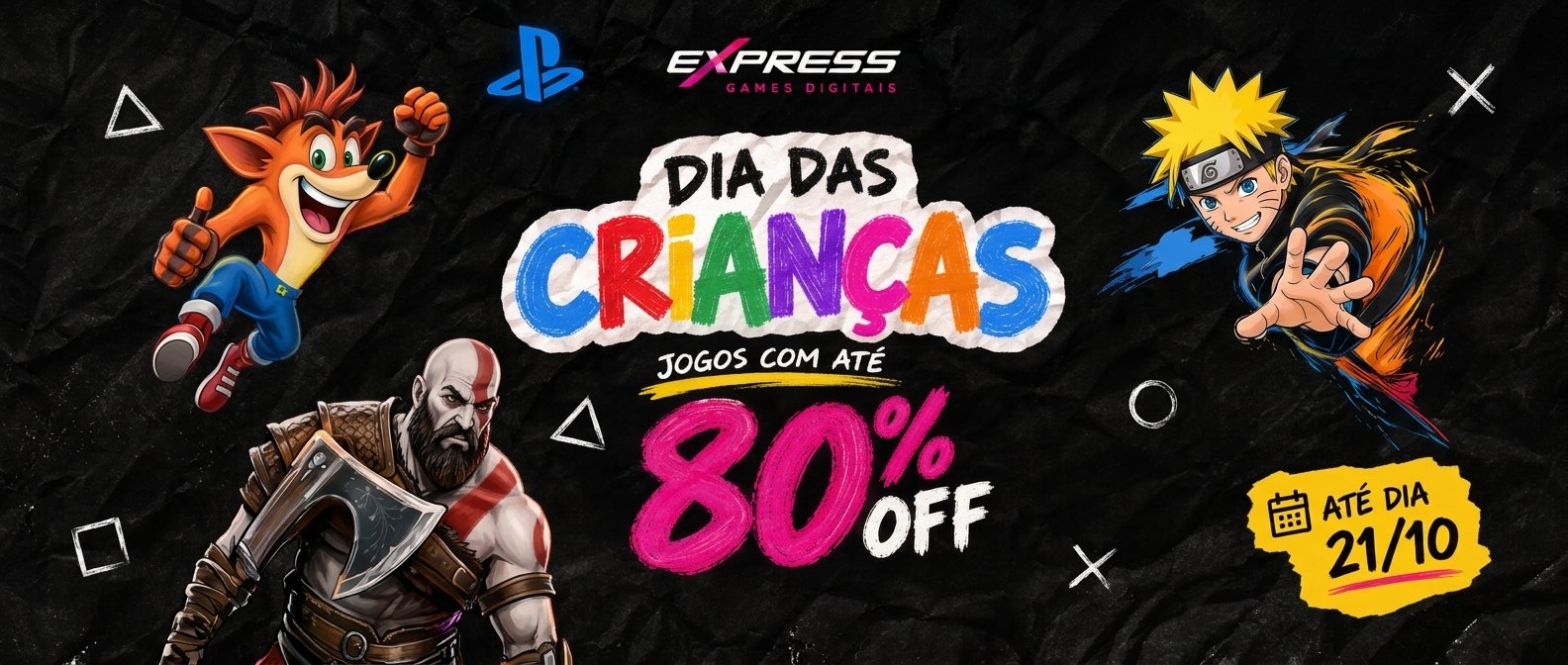 Promoção de Dia das Crianças: jogos PS4 e PS5 com até 70% OFF, válida até 07/10